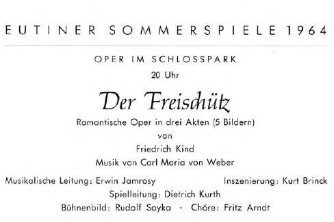 Neues vom Freischütz – Programmheft 1964: Der Freischütz