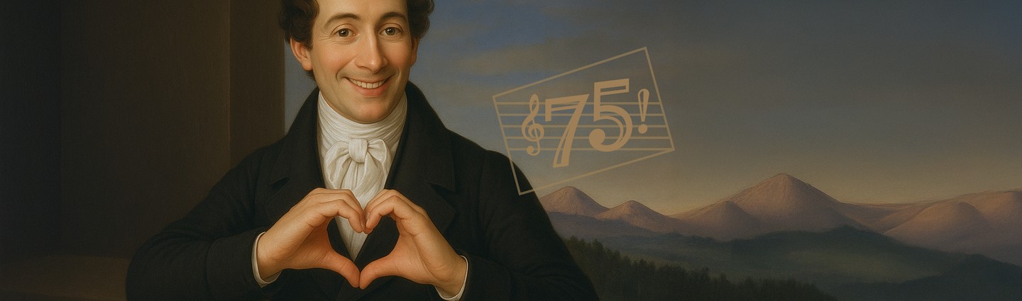 „Ich gratuliere zur 75!“ sagt Carl Maria von Weber – Motiv frei nach dem Bildnis von Caroline Bardua, 1821