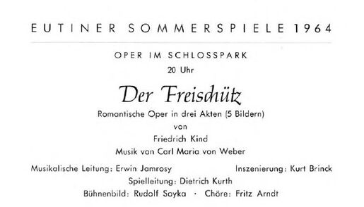 Neues vom Freischütz – Programmheft 1964: Der Freischütz